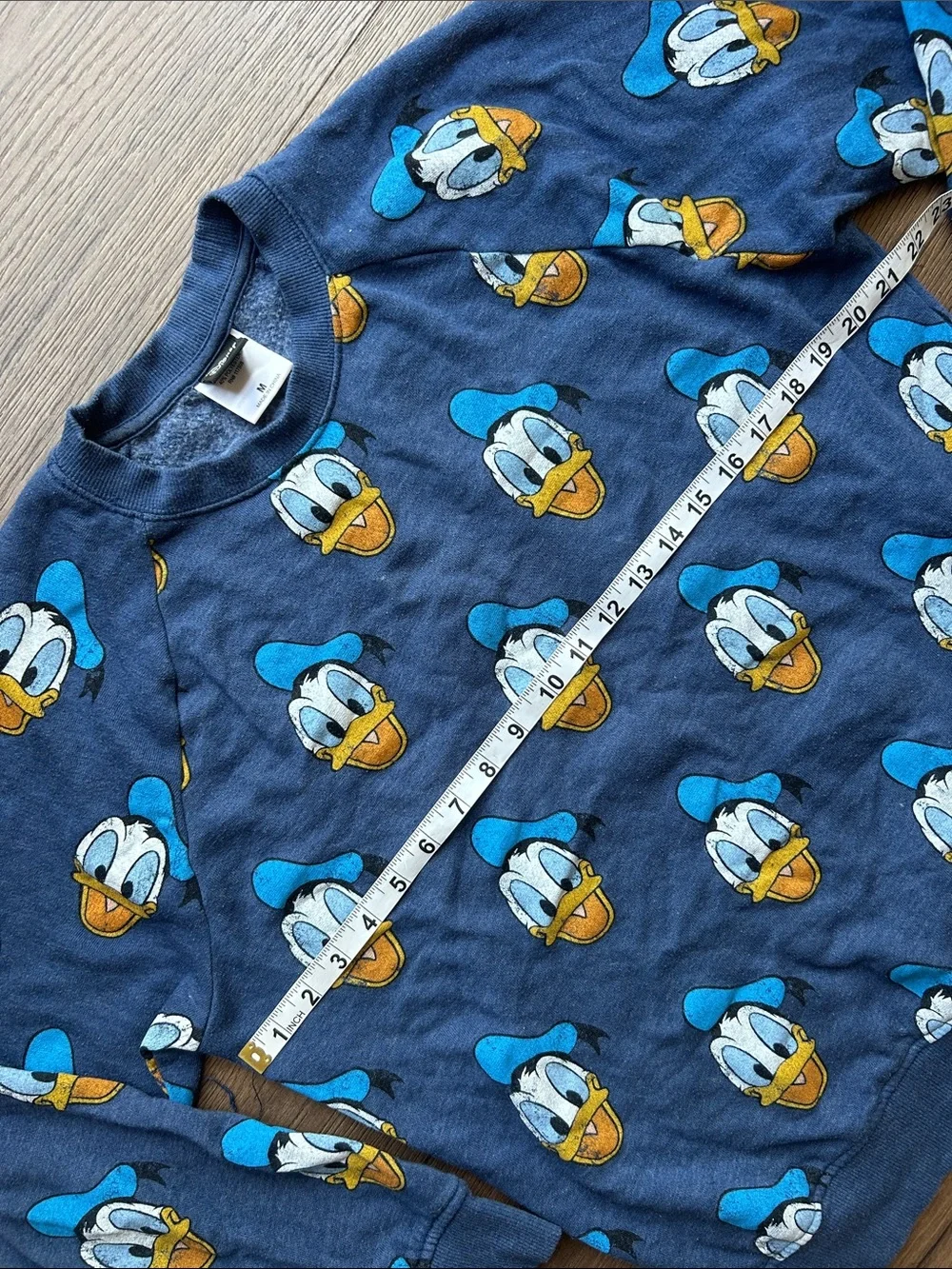 Disney Navy Blue Donald Duck Repeat Print Crewneck Sweater !! Medium